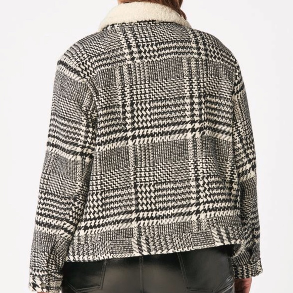 JUST FAB XXL Classic thick Fabric Plaid Black/White Jacket NEW Super Cute!! - Picture 2 of 8